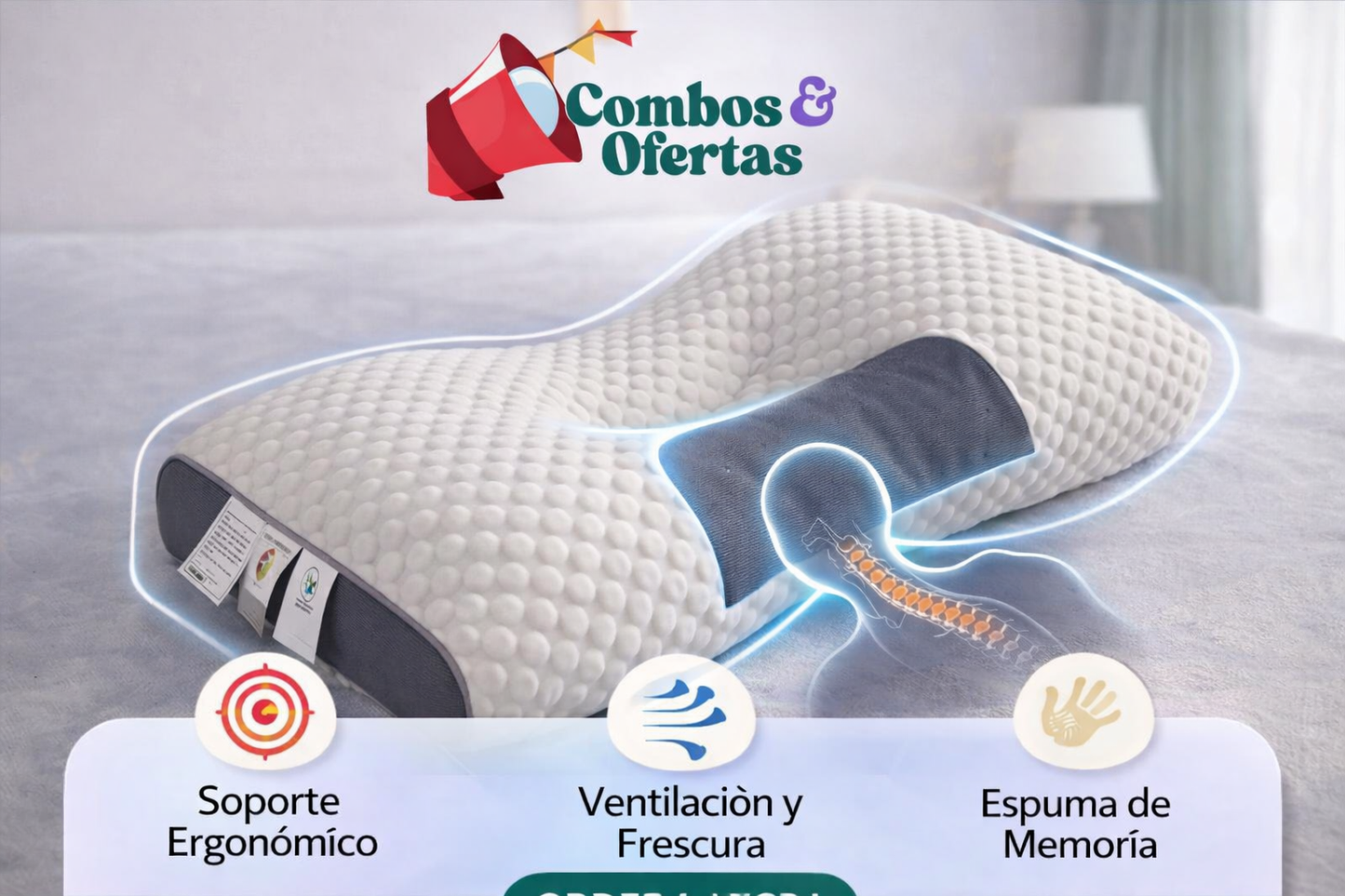Almohada Cervical Ergonómica para Dormir Mejor y Aliviar el Dolor de Cuello