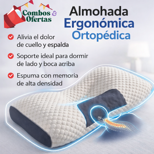 Almohada Cervical Ergonómica para Dormir Mejor y Aliviar el Dolor de Cuello