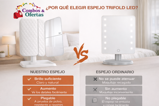 Espejo Luz LED Plegable Maquillaje